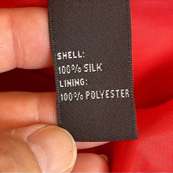 Josephine Chaus Red 100% Silk Blazer Jacket 12 - Picture 9 of 15